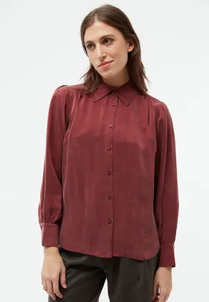 GBKASIA blouse in cupro (Bemberg™) with puff sleeves - cranberry Givn Berlin