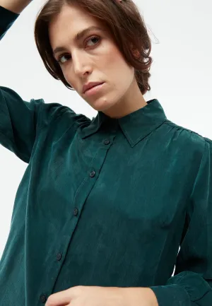 GBKASIA blouse in cupro (Bemberg™) with puff sleeves - Dark Teal Givn Berlin