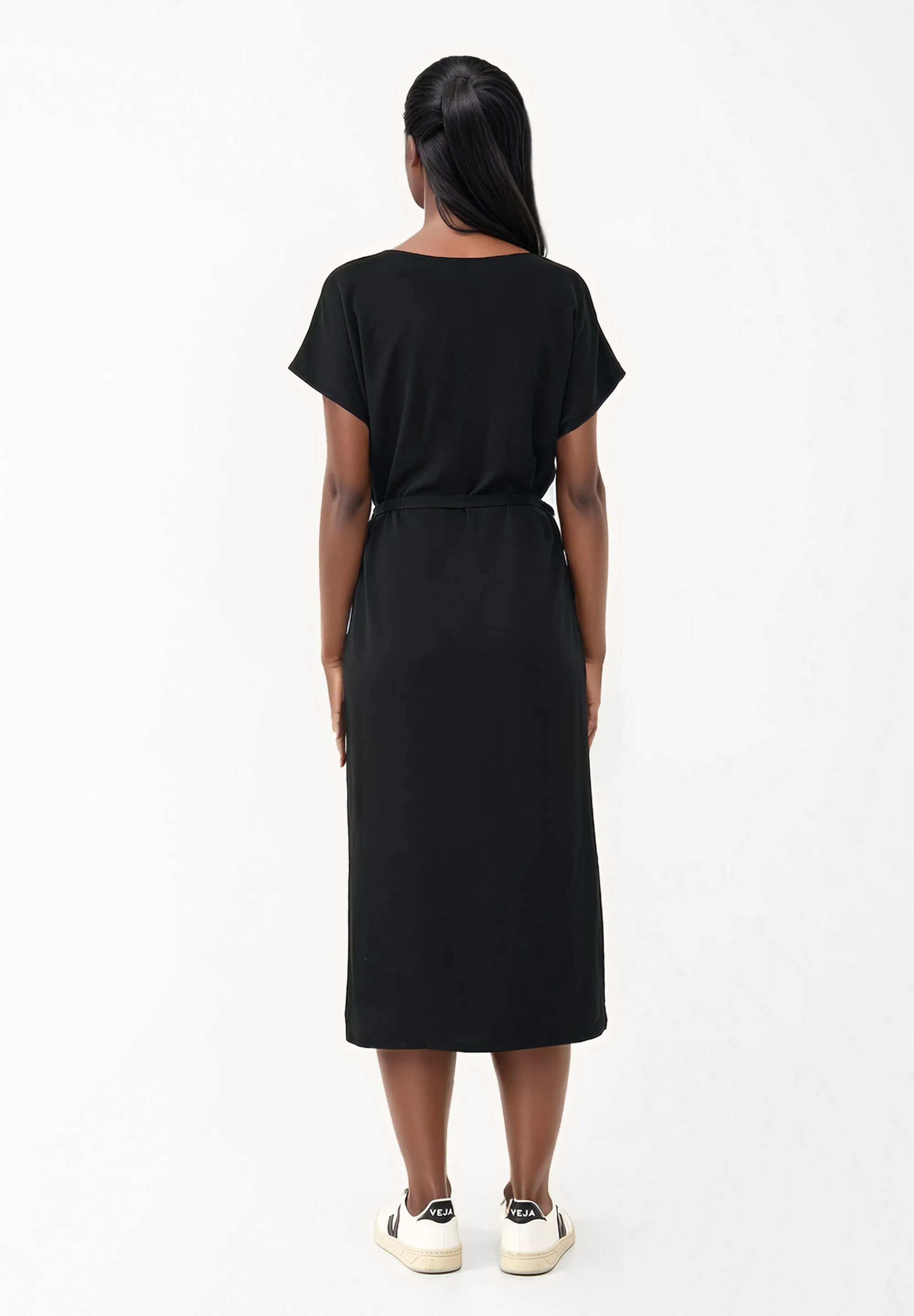 GBPHILINE Relaxed Fit Dress From LENZING™ ECOVERO™ With Belt - Black Givn Berlin