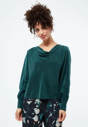 GBSHIRIN blouse made of cupro (Bemberg™) with a waterfall neckline - Dark Teal Givn Berlin