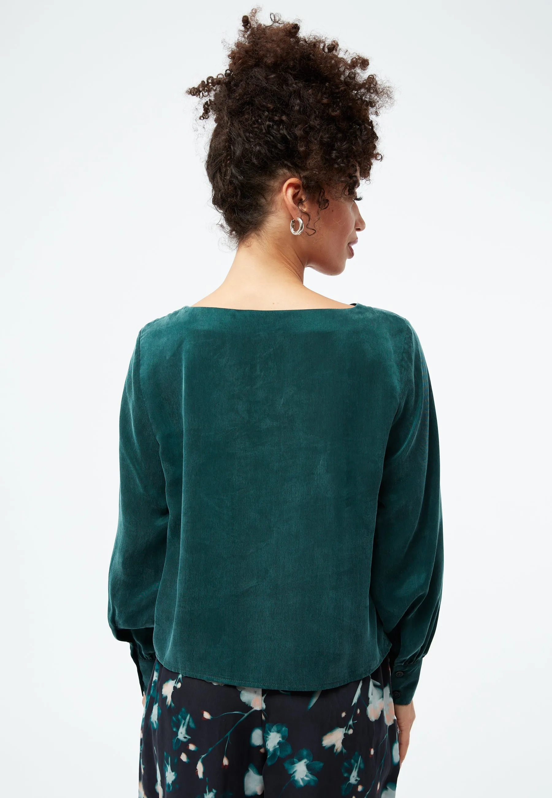 GBSHIRIN blouse made of cupro (Bemberg™) with a waterfall neckline - Dark Teal Givn Berlin