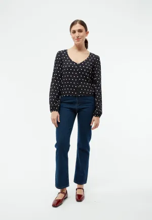 GBTIARA blouse from LENZING™ ECOVERO™ - Black / White (Polkadots) Givn Berlin