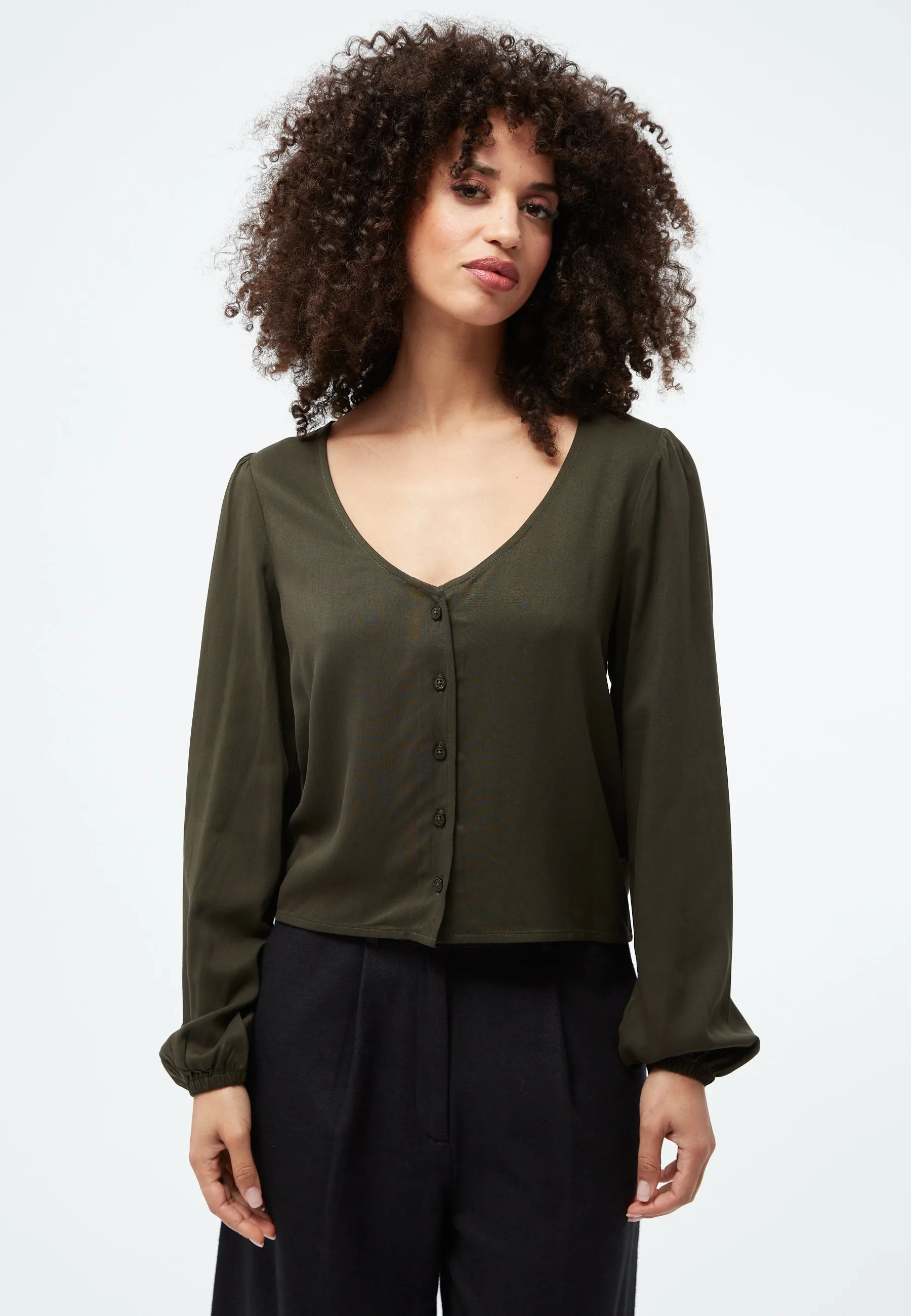 GBTIARA blouse from LENZING™ ECOVERO™ - Dark Olive Givn Berlin