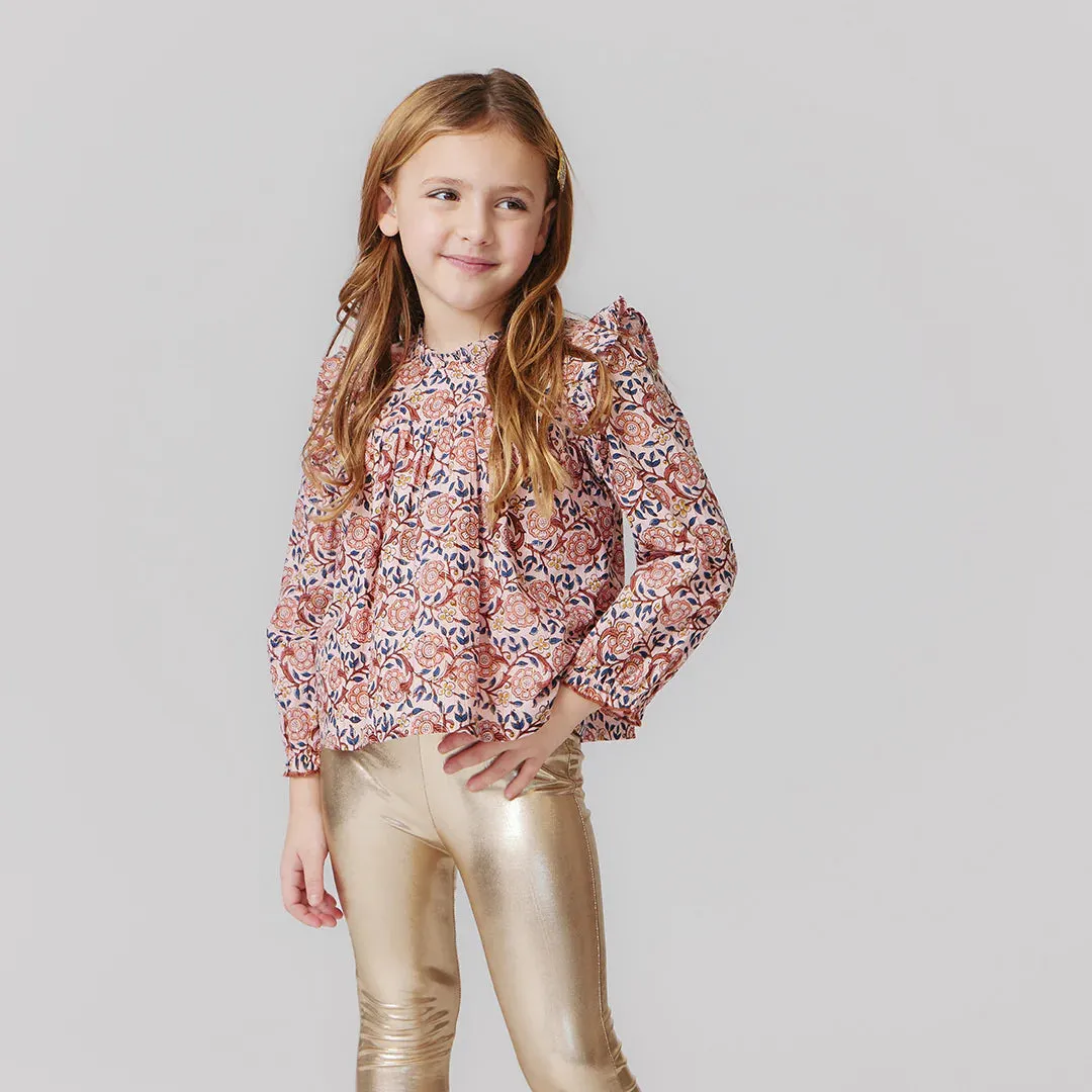 Girls Lame Legging - Light Gold