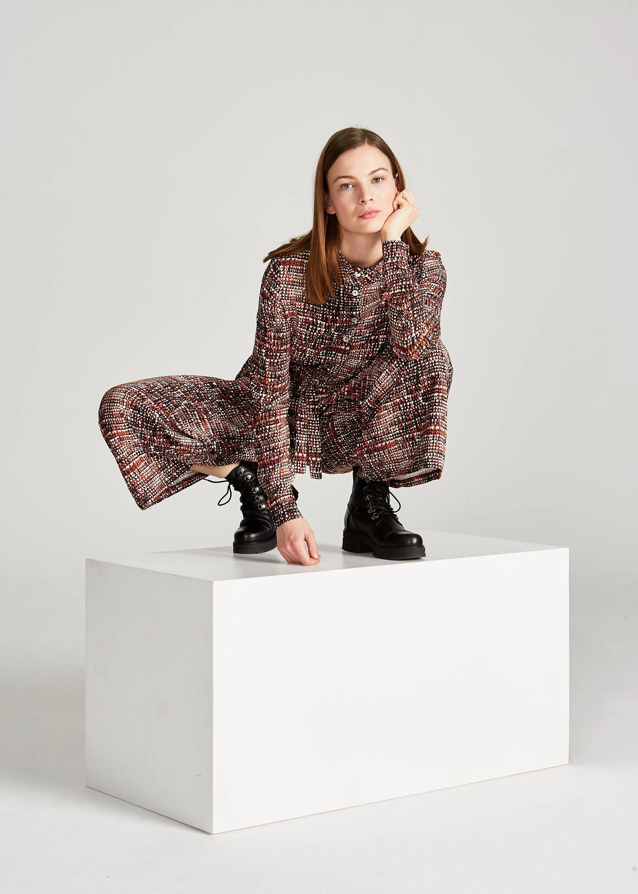 Jumpsuit LOTTIE from LENZING™ ECOVERO™ - Black / Orange (Hearts) Givn Berlin