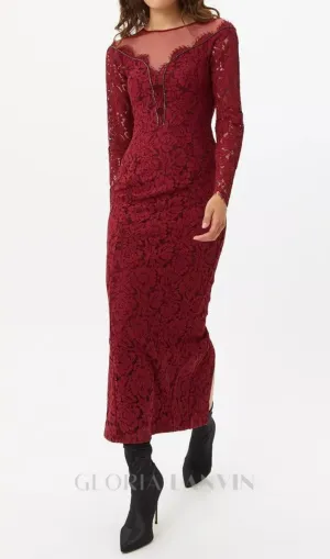 lace hollow maxi dress in red Gloria Lanvin