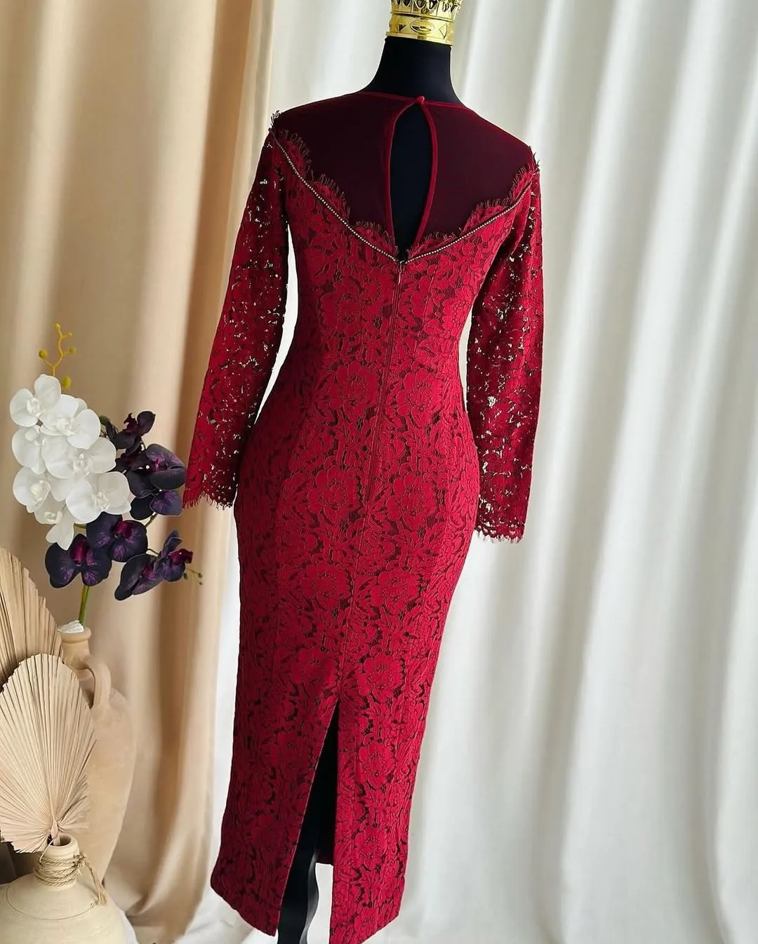 lace hollow maxi dress in red Gloria Lanvin