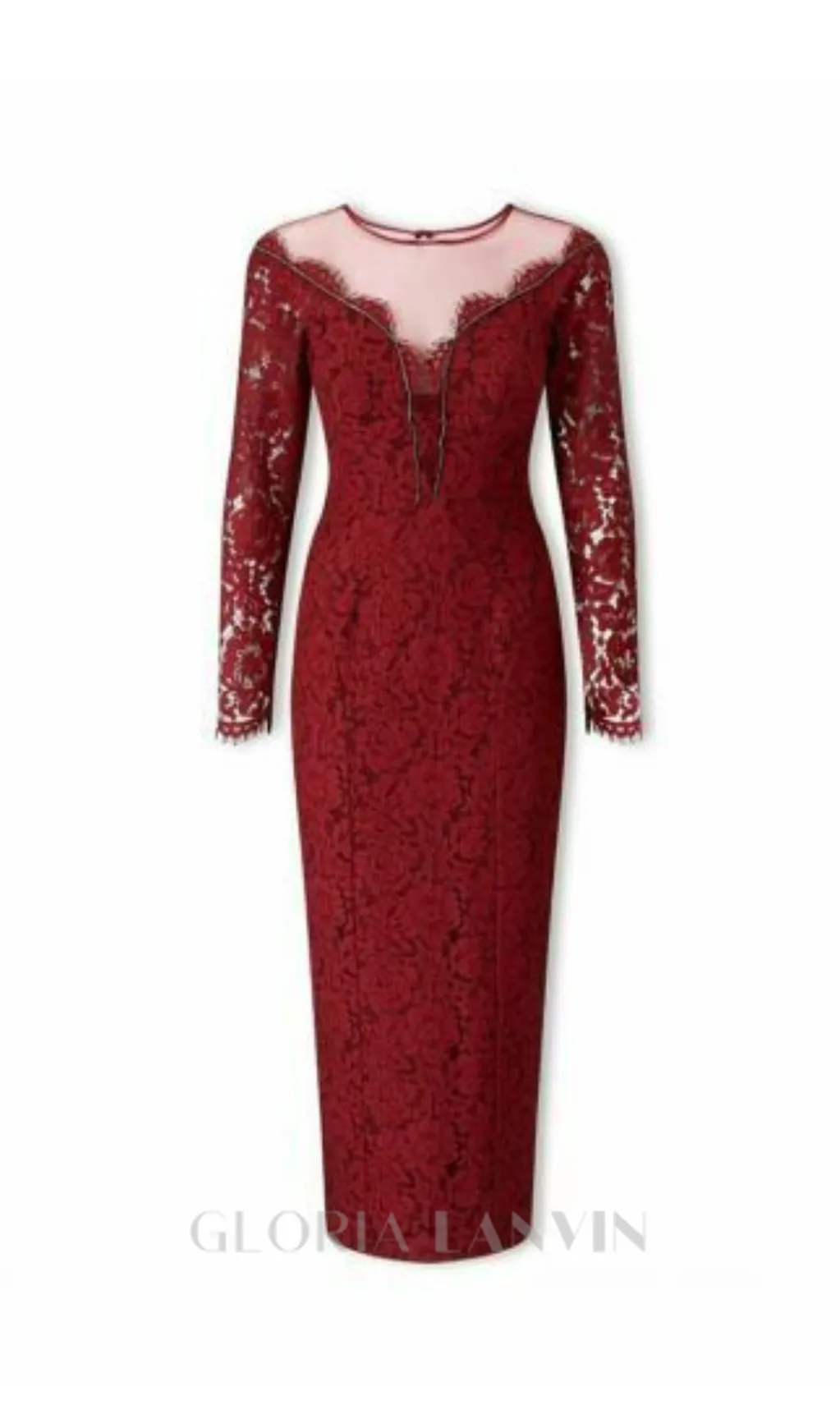 lace hollow maxi dress in red Gloria Lanvin