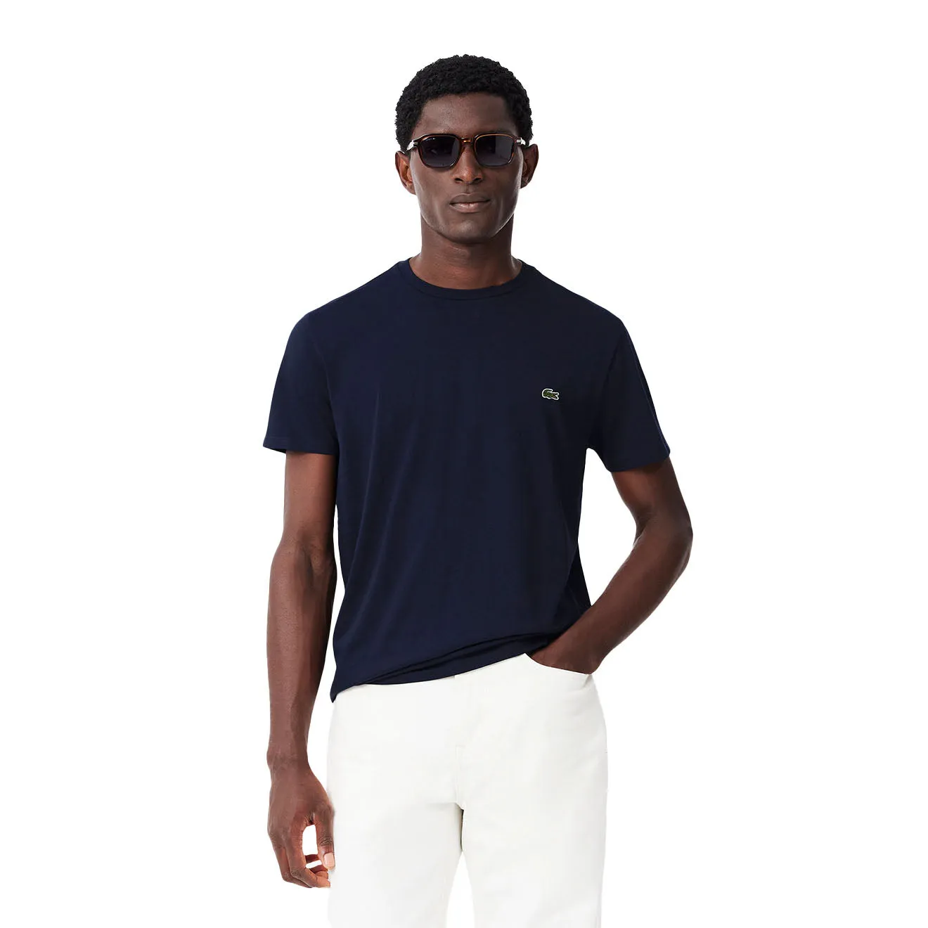 Lacoste Crew Neck Pima Cotton T-Shirt Navy Blue