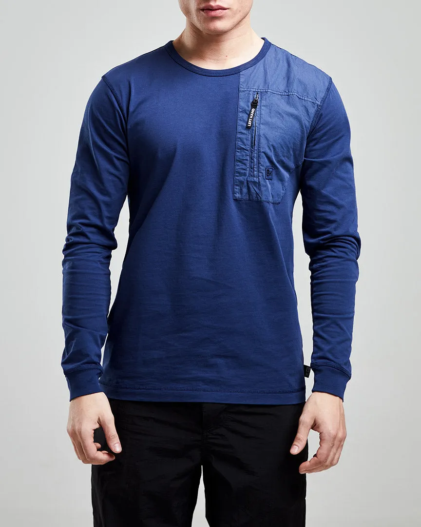 Left Hand L/S Patch Pocket Tee Navy