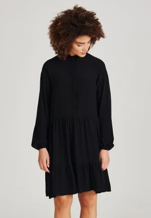 LENDRA Flounce Dress From LENZING™ ECOVERO™ - Black Givn Berlin