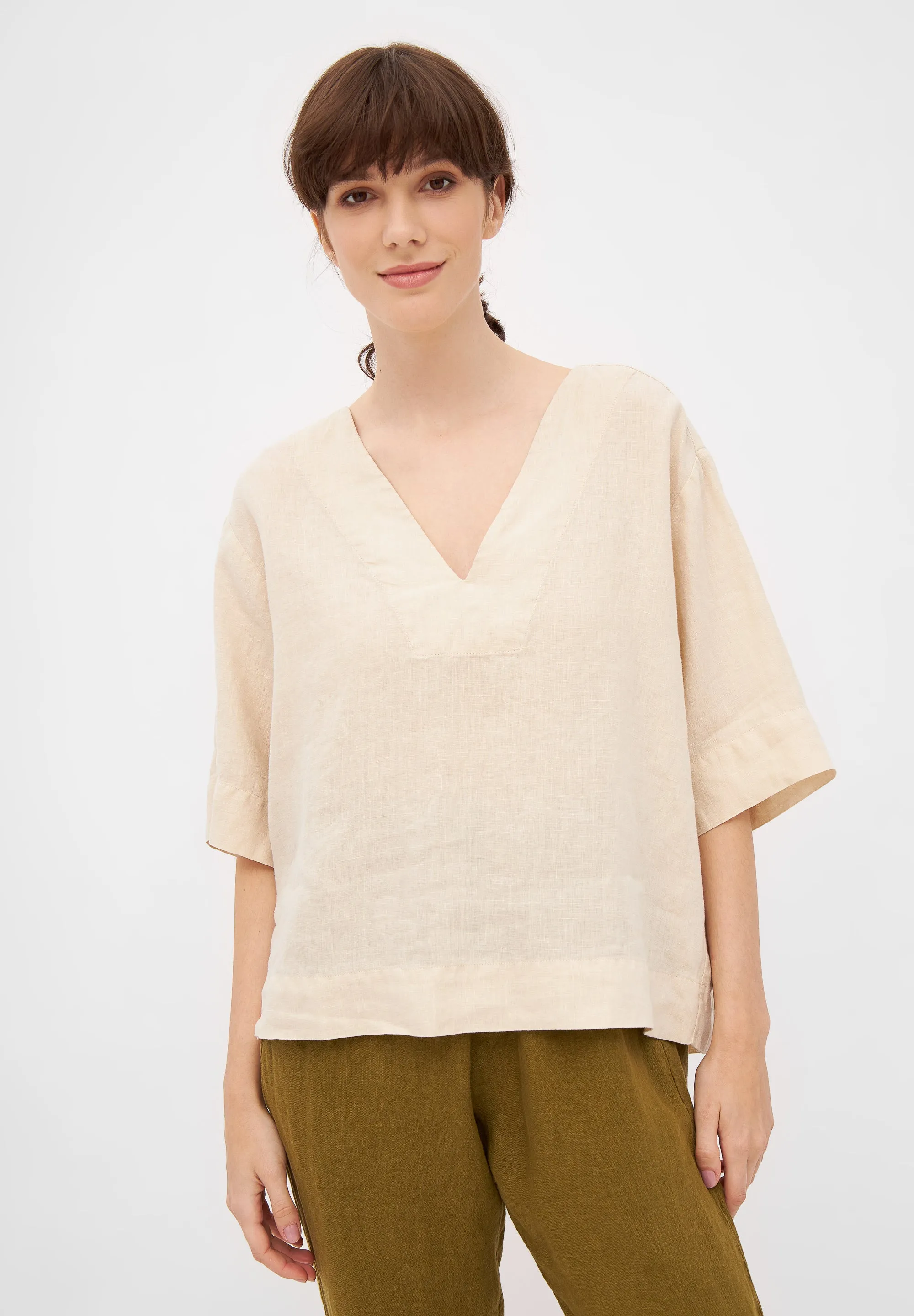 Linen blouse shirt HARPER - Beige (Linen) Givn Berlin