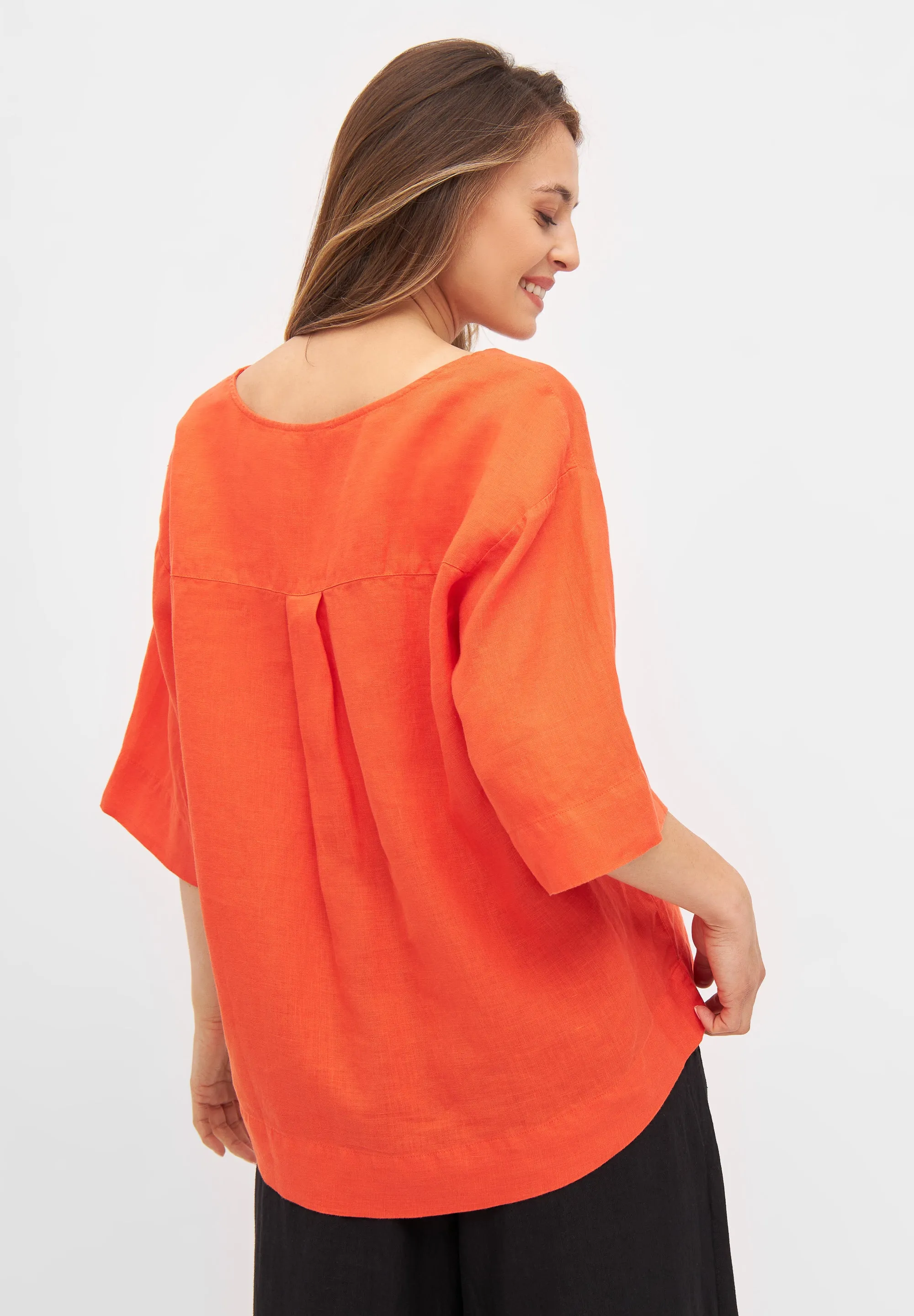 Linen blouse shirt HARPER - Sunset Orange (Linen) Givn Berlin