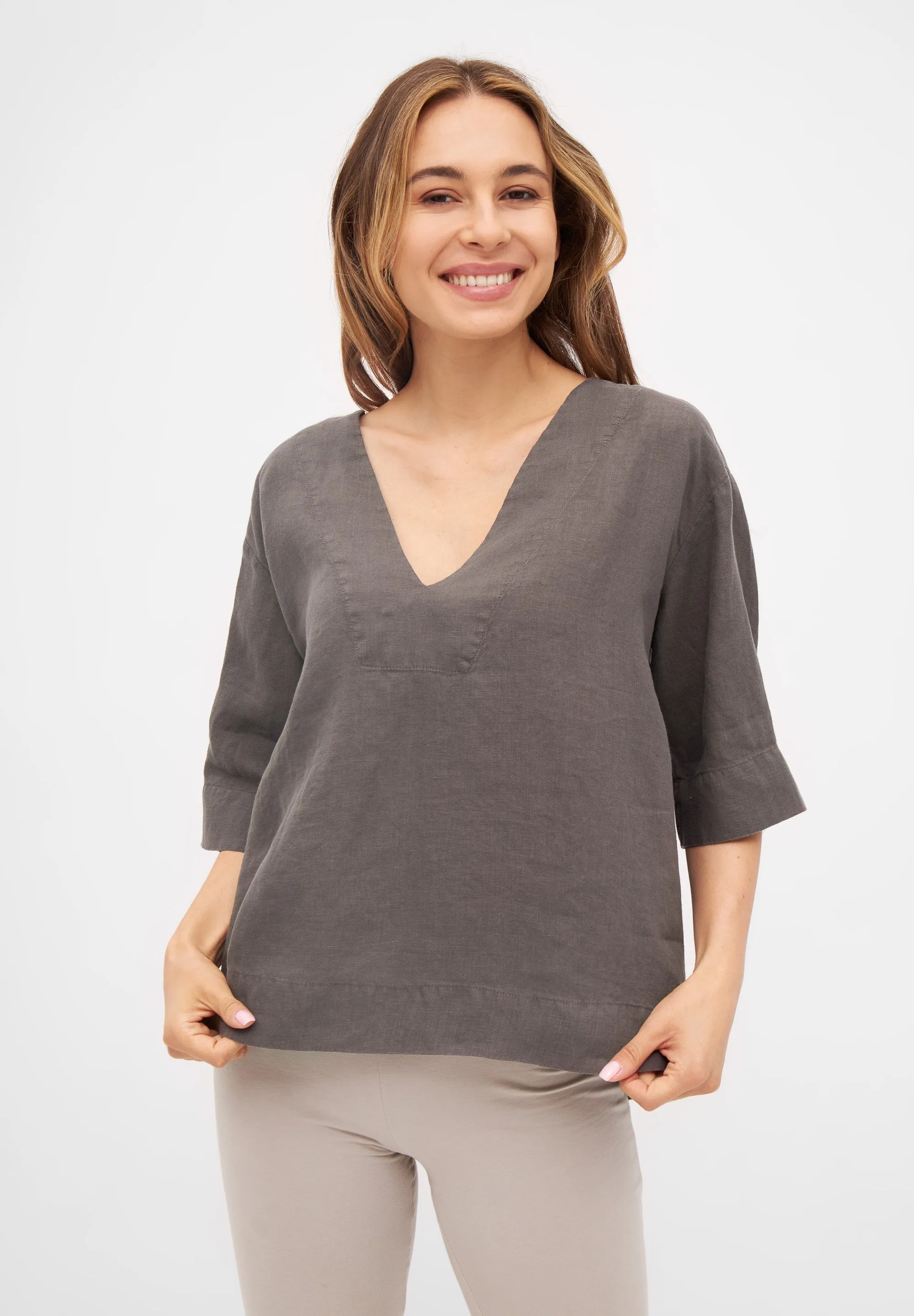 Linen blouse shirt HARPER - Taupe (Linen) Givn Berlin