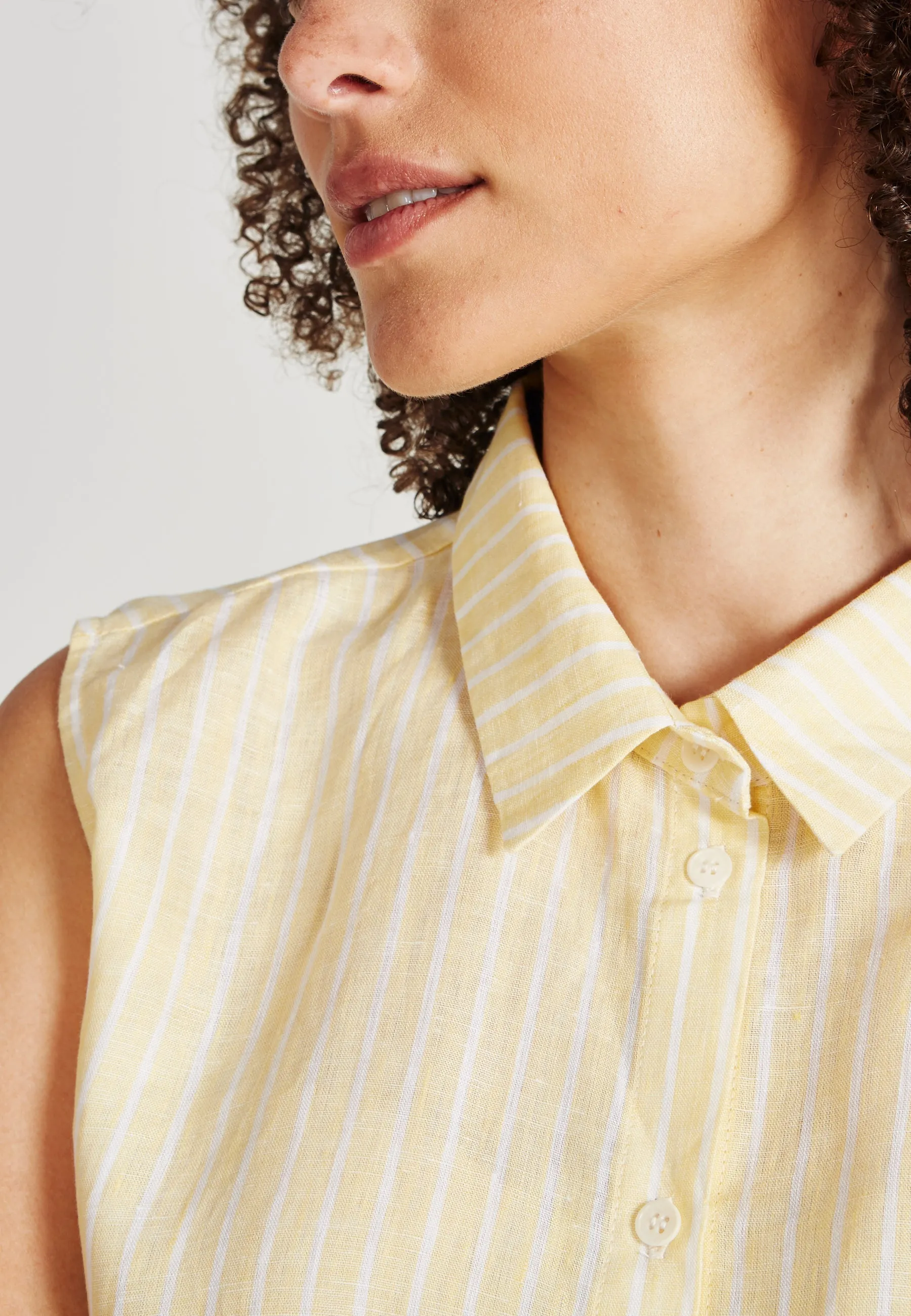 Linen blouse top EMMA - Yellow / White (Stripes, Linen) Givn Berlin