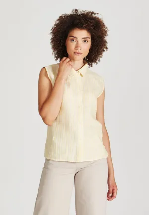 Linen blouse top EMMA - Yellow / White (Stripes, Linen) Givn Berlin