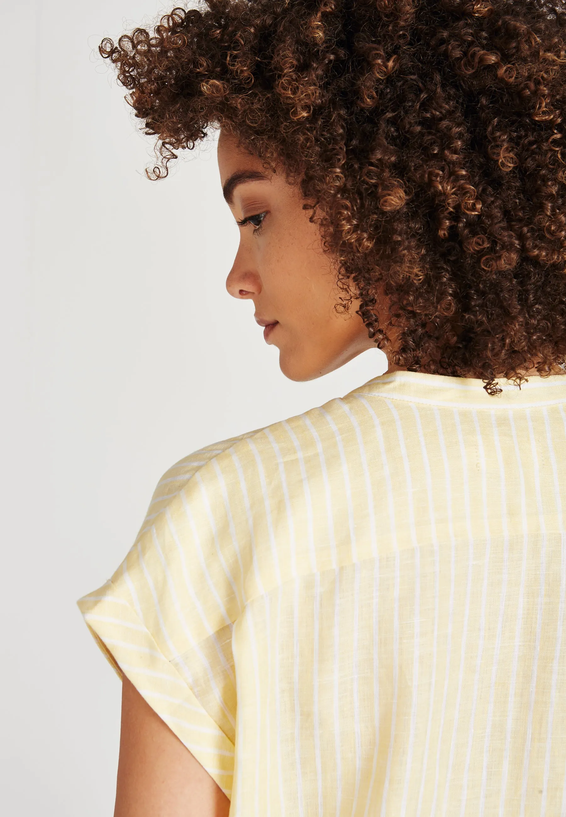 Linen dress BIANCA - Yellow / White  (Stripes, Linen) Givn Berlin