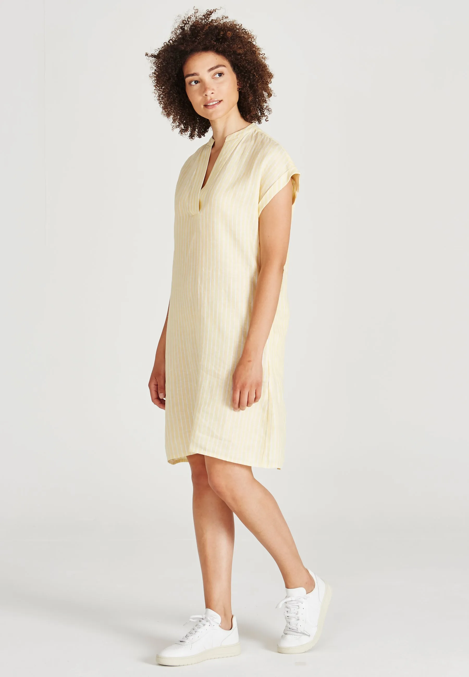 Linen dress BIANCA - Yellow / White  (Stripes, Linen) Givn Berlin