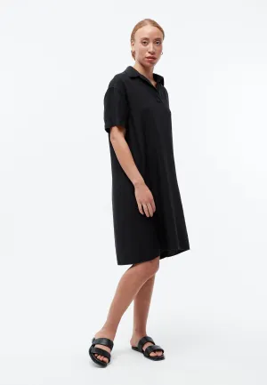 Linen dress GBELAINE with polo collar - Black (Linen) Givn Berlin