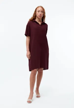 Linen dress GBELAINE with polo collar - Burgundy (Linen) Givn Berlin