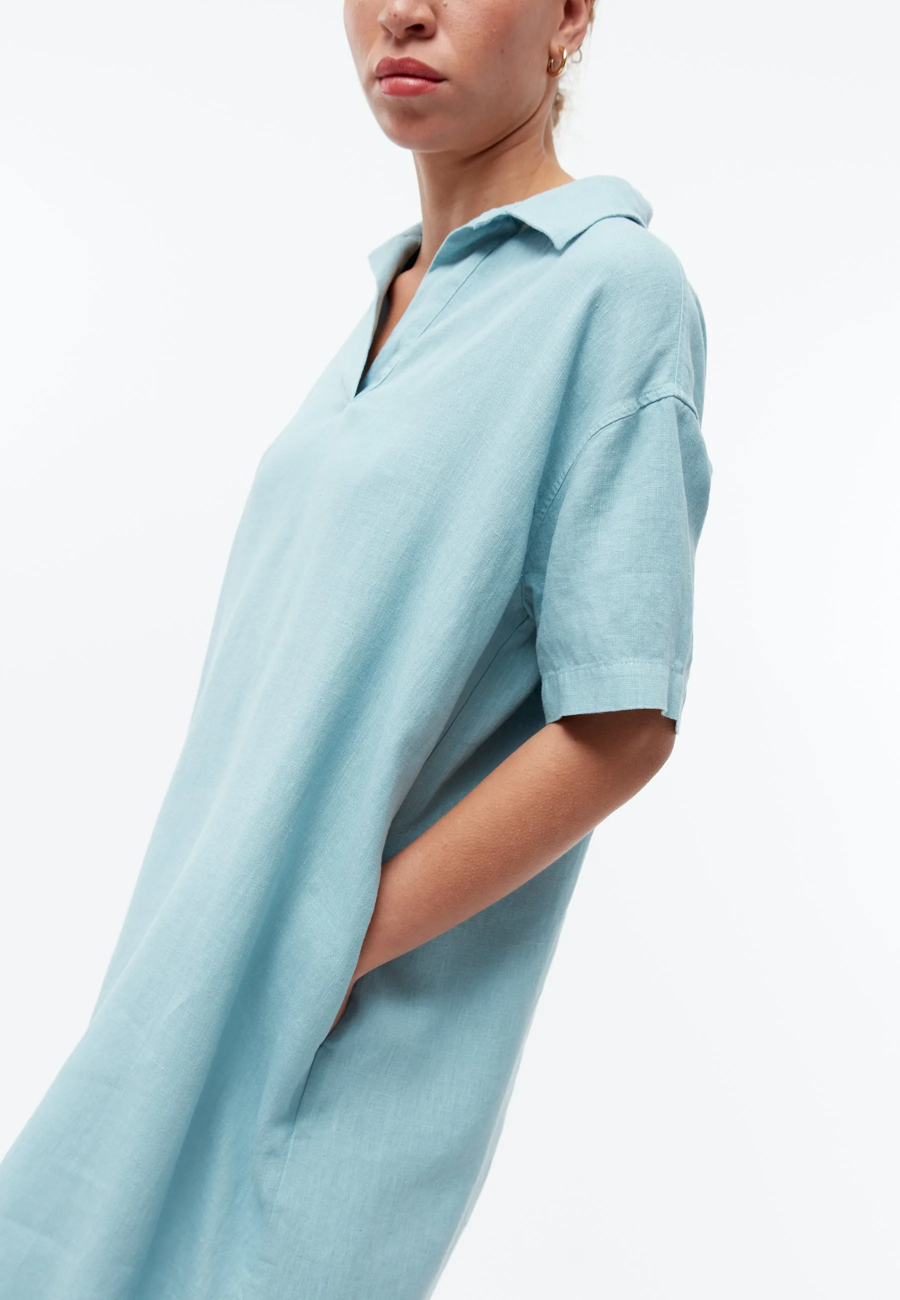 Linen dress GBELAINE with polo collar - Irish Mint (Linen) Givn Berlin