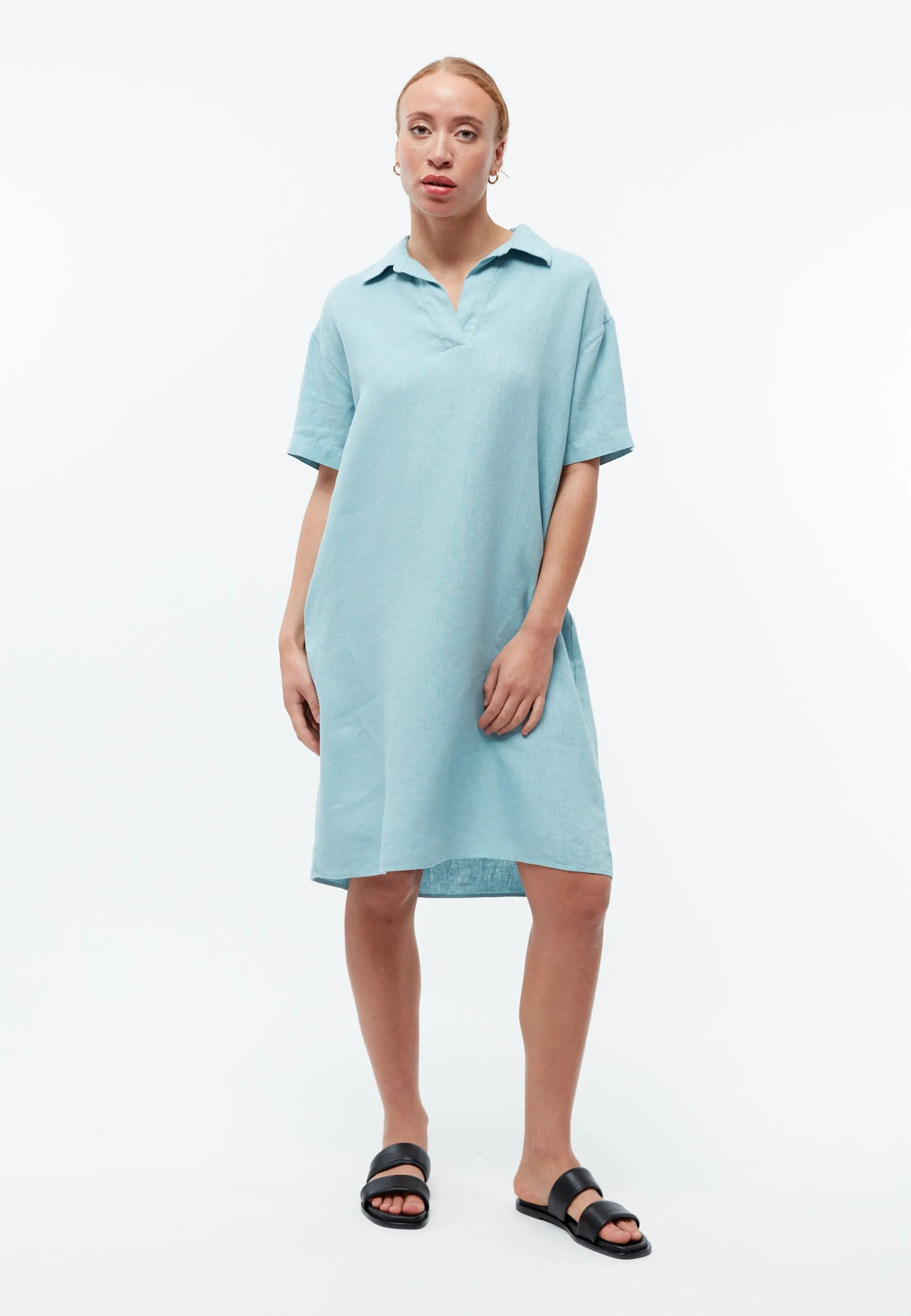 Linen dress GBELAINE with polo collar - Irish Mint (Linen) Givn Berlin