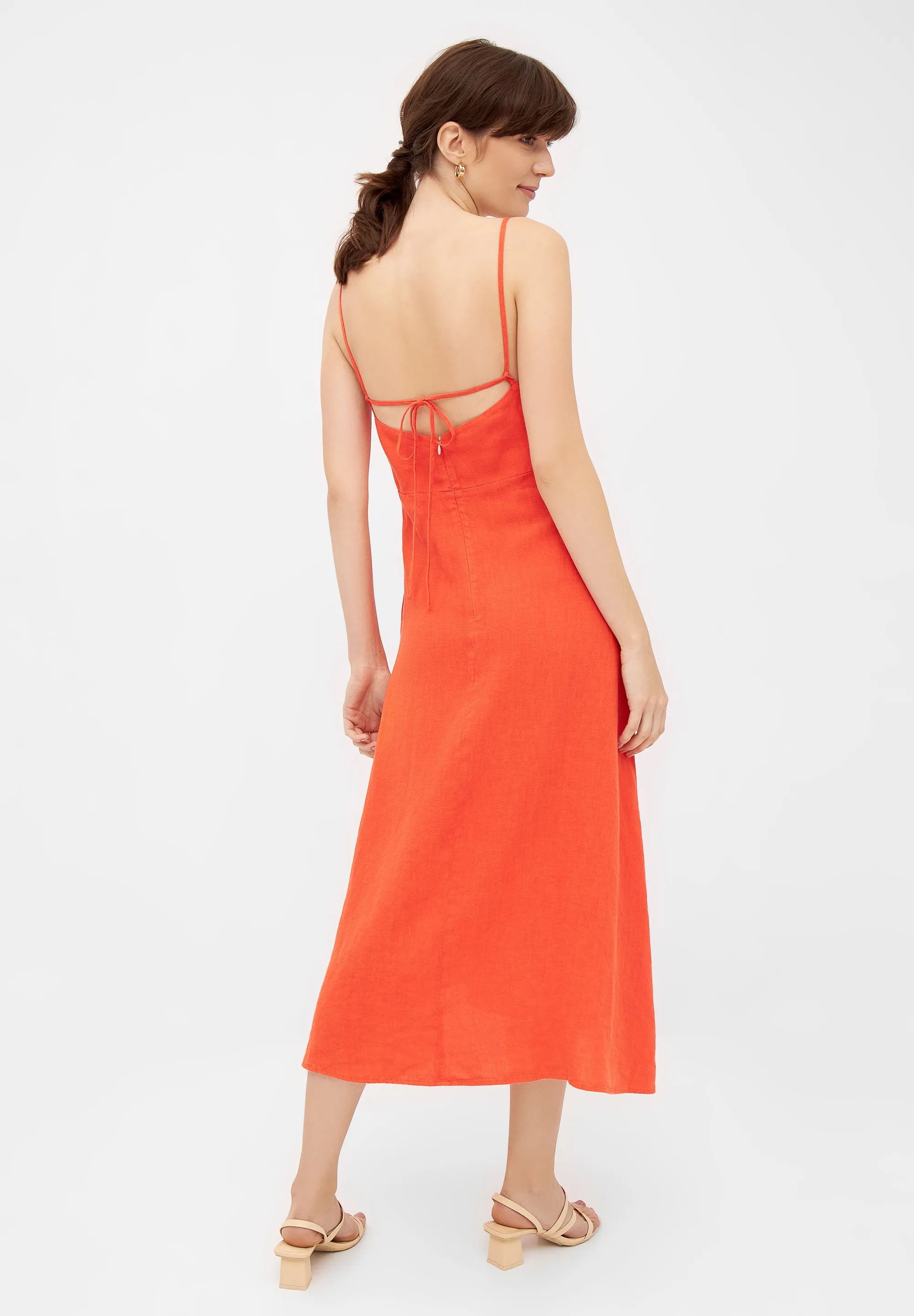 Linen dress GIANA - Sunset Orange (Linen) Givn Berlin