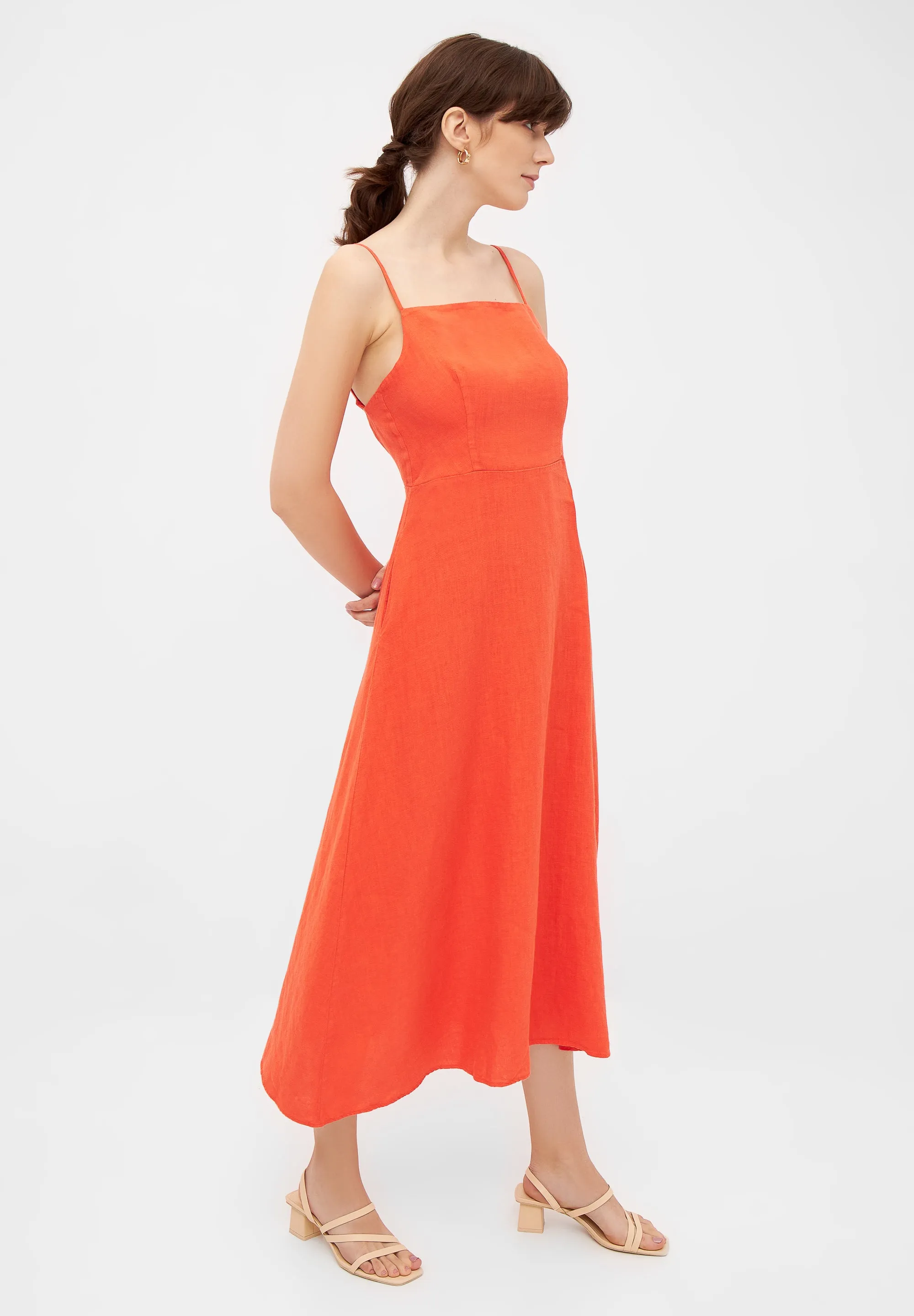 Linen dress GIANA - Sunset Orange (Linen) Givn Berlin