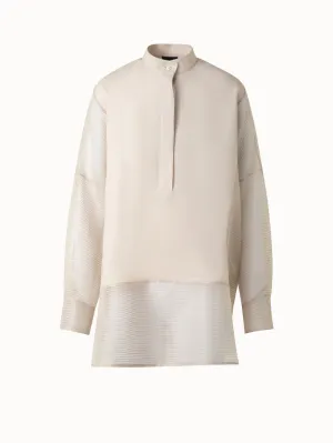 Linen Tunic Blouse with Striped Organza Akris