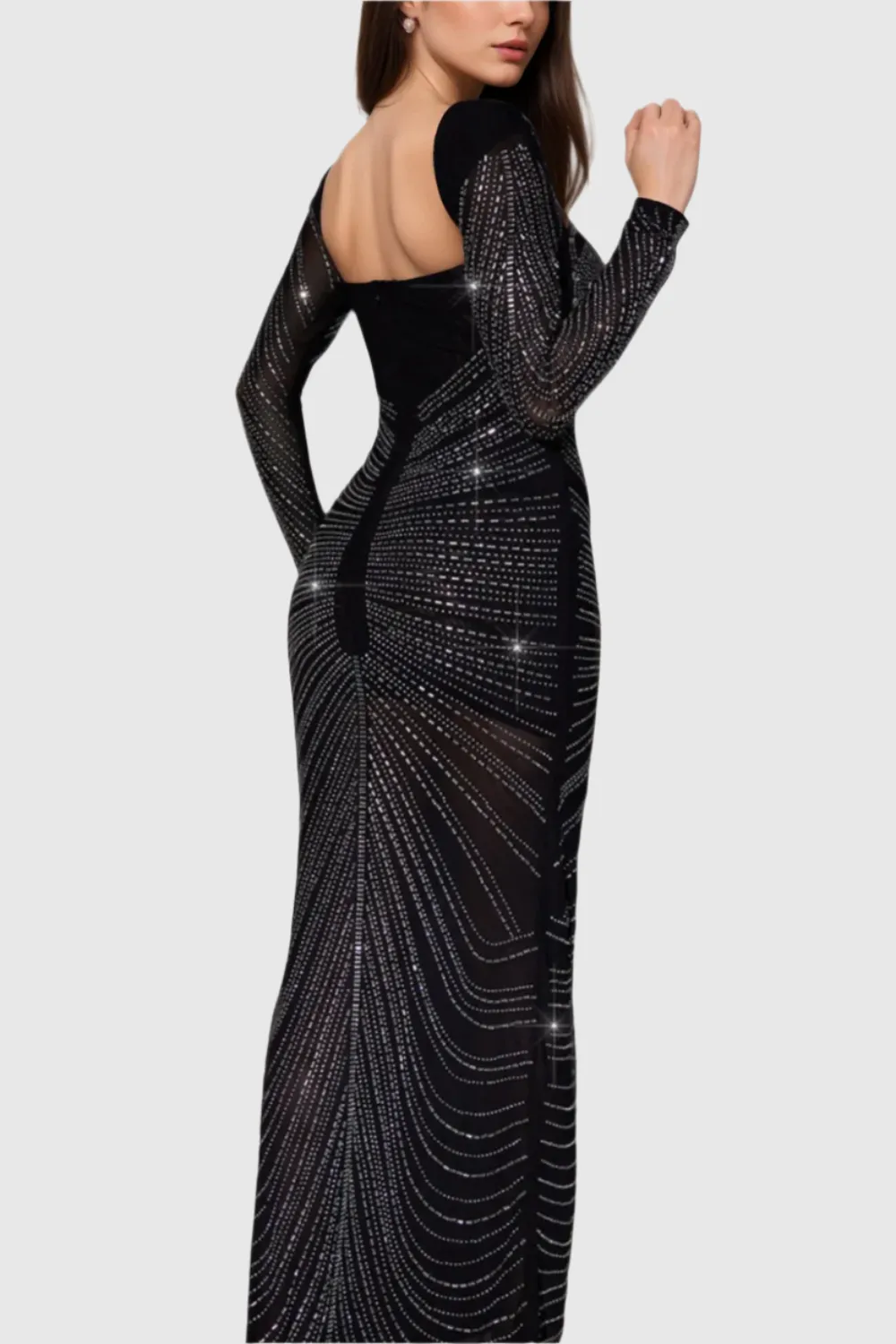 LONG SLEEVE CRYSTAL MAXI DRESS Gloria Lanvin