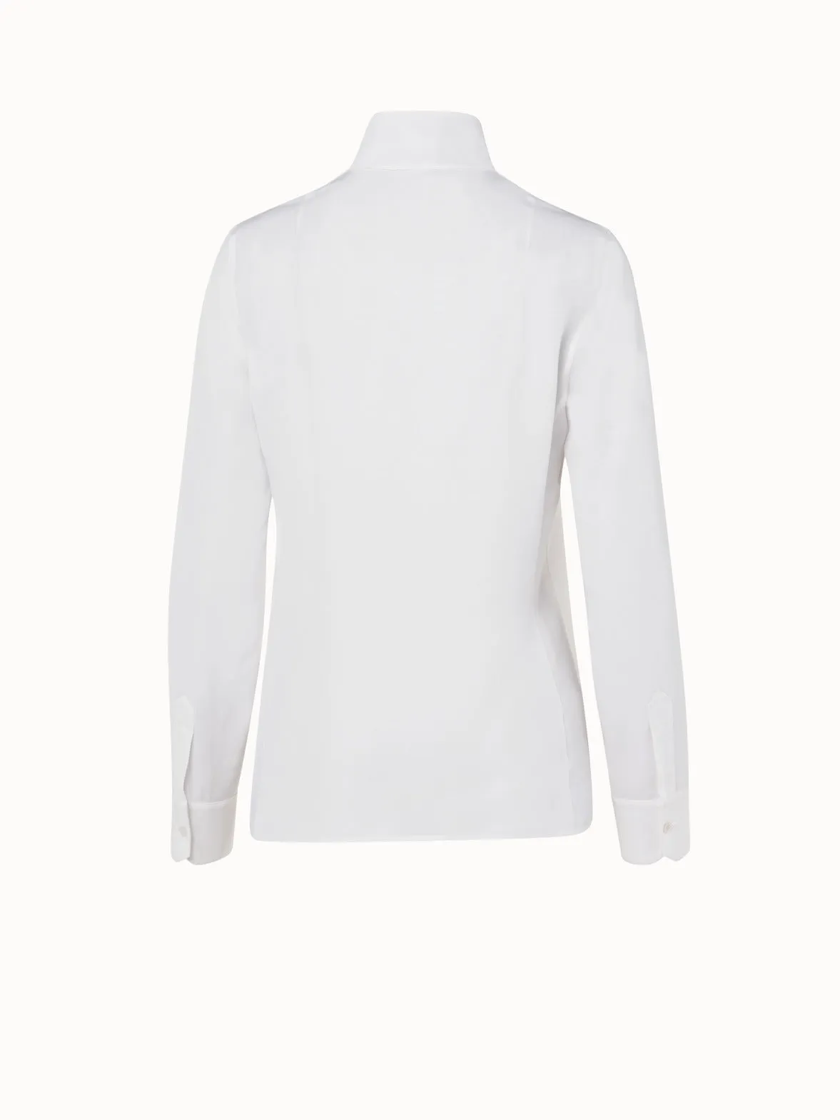 Long Sleeve Silk Blouse with Stand-up Collar Akris