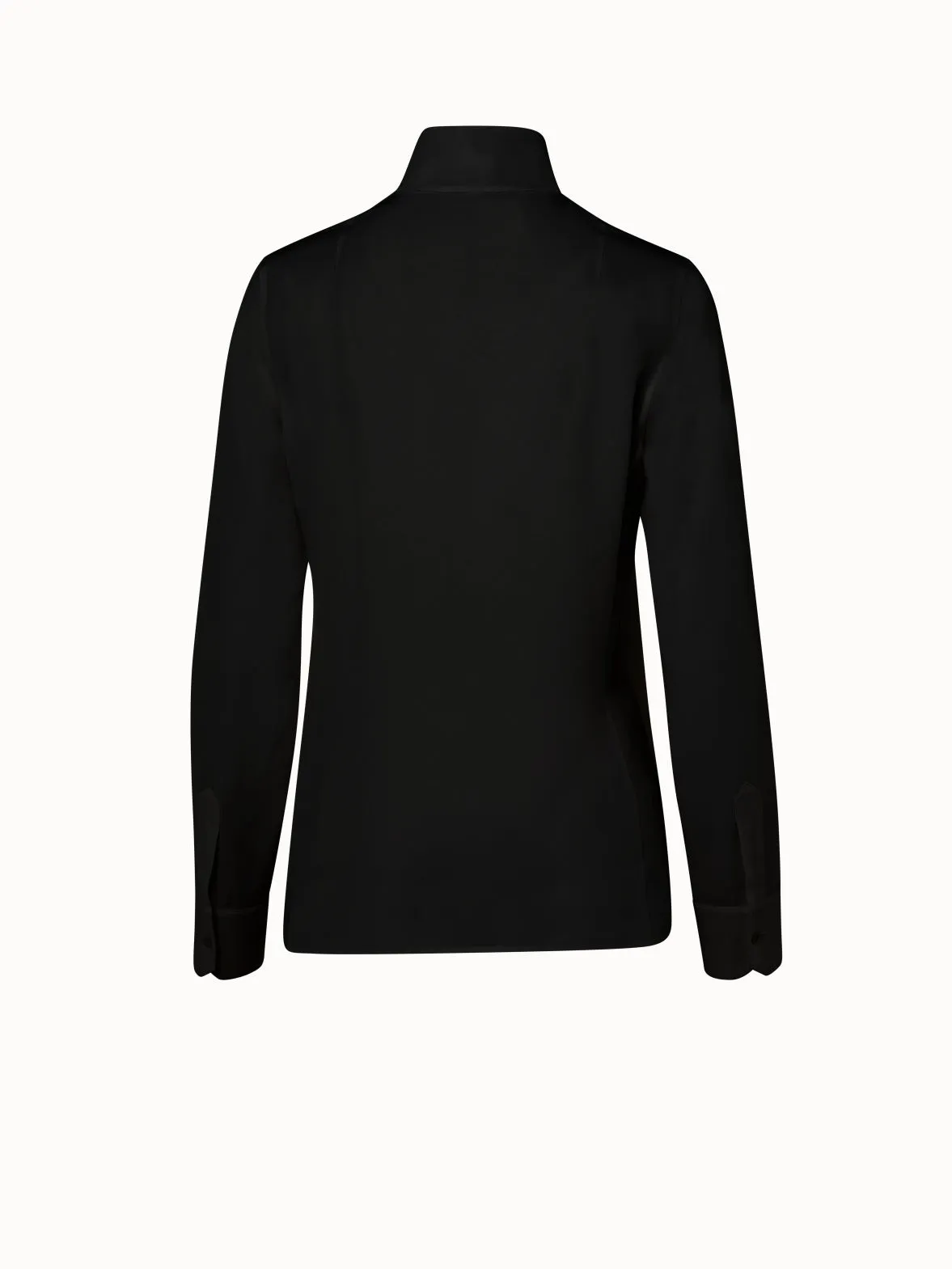 Long Sleeve Silk Blouse with Stand-up Collar Akris