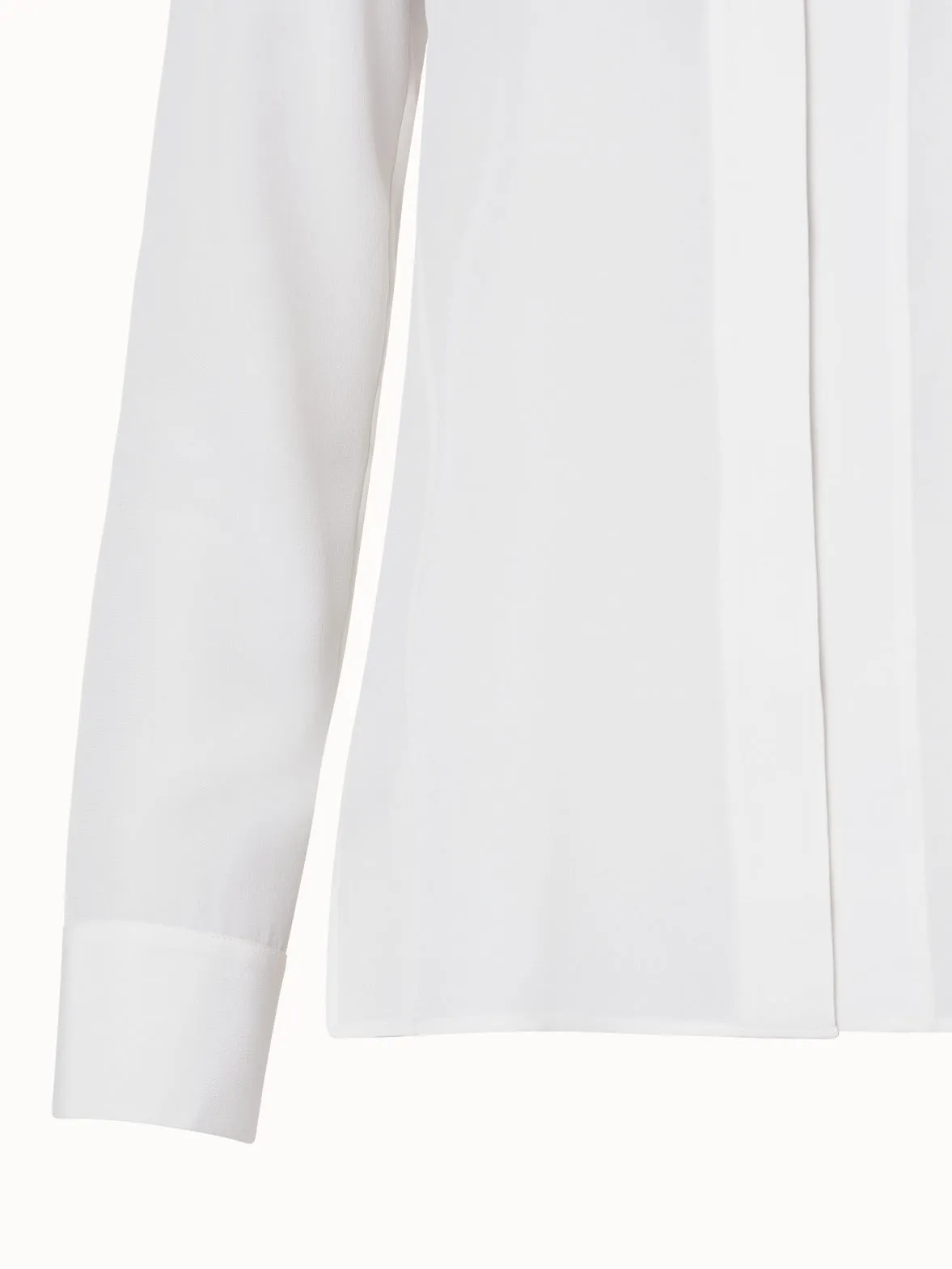 Long Sleeve Silk Blouse with Stand-up Collar Akris