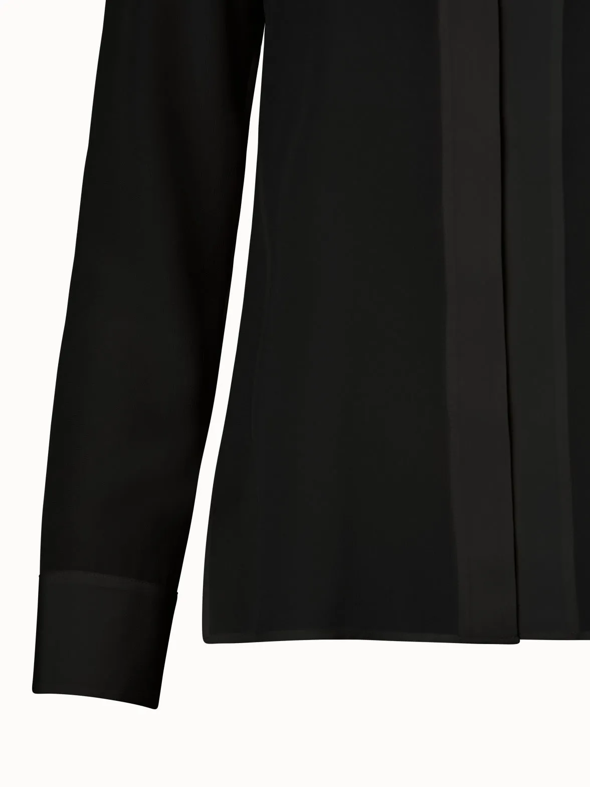 Long Sleeve Silk Blouse with Stand-up Collar Akris