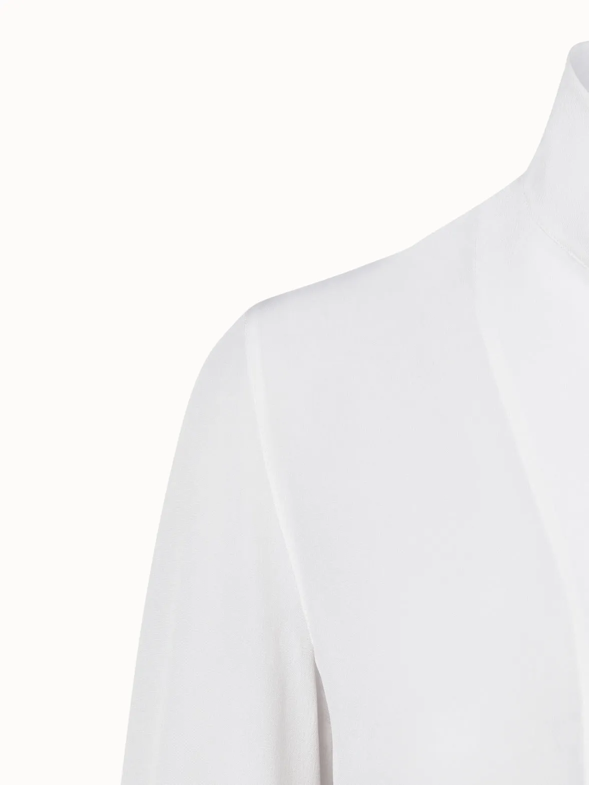 Long Sleeve Silk Blouse with Stand-up Collar Akris