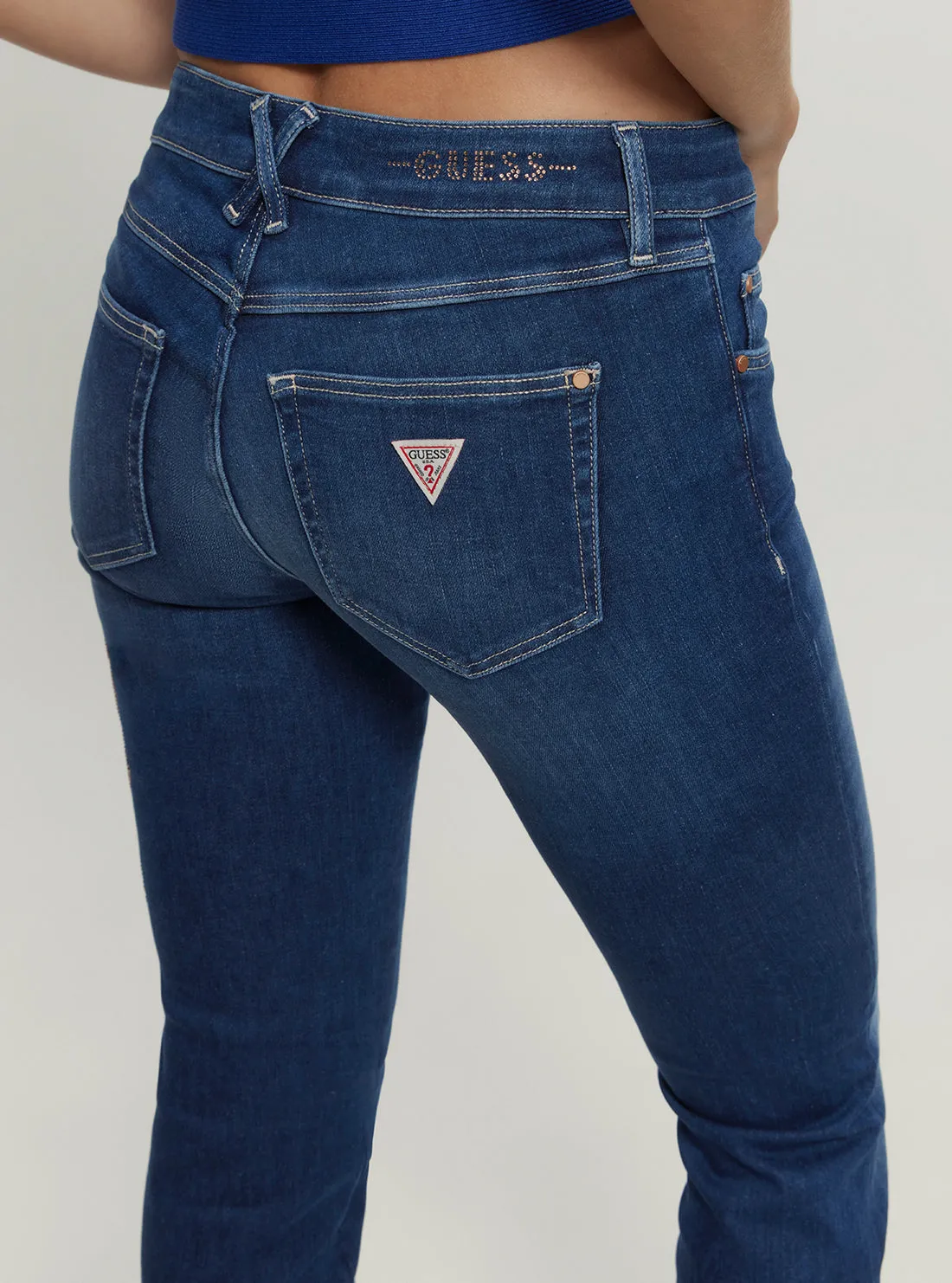 Low-Rise Hermosa Straight Denim Jeans in Dark Wash Guess