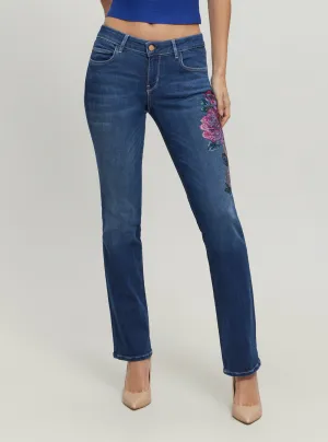 Low-Rise Hermosa Straight Denim Jeans in Dark Wash Guess