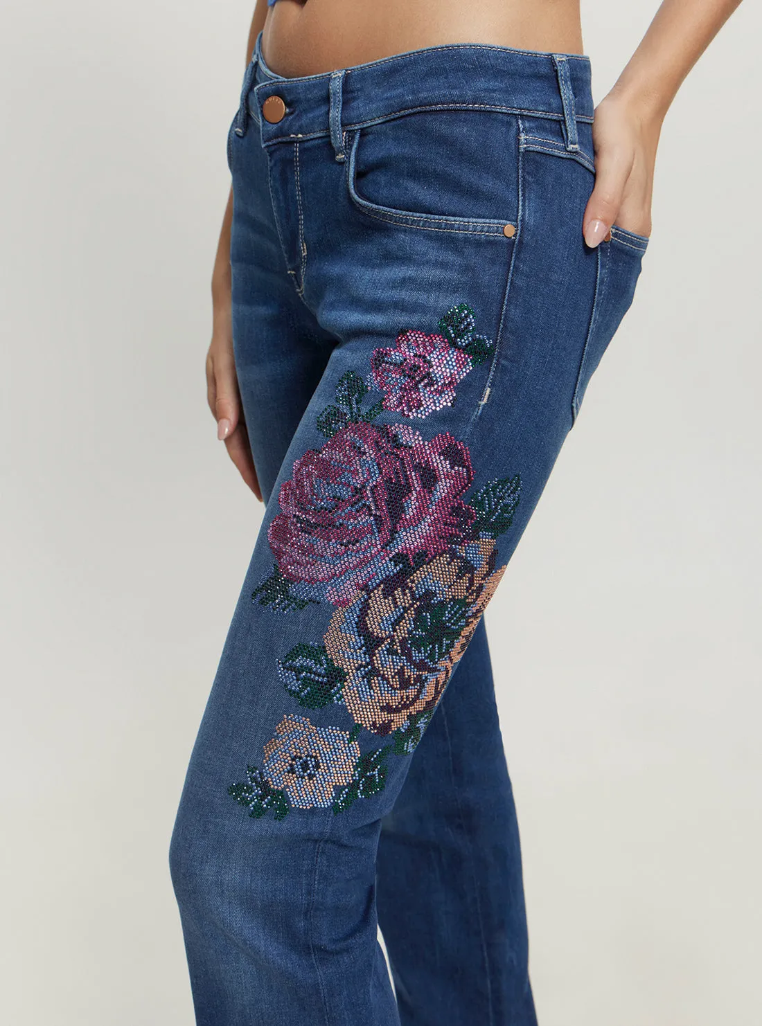 Low-Rise Hermosa Straight Denim Jeans in Dark Wash Guess