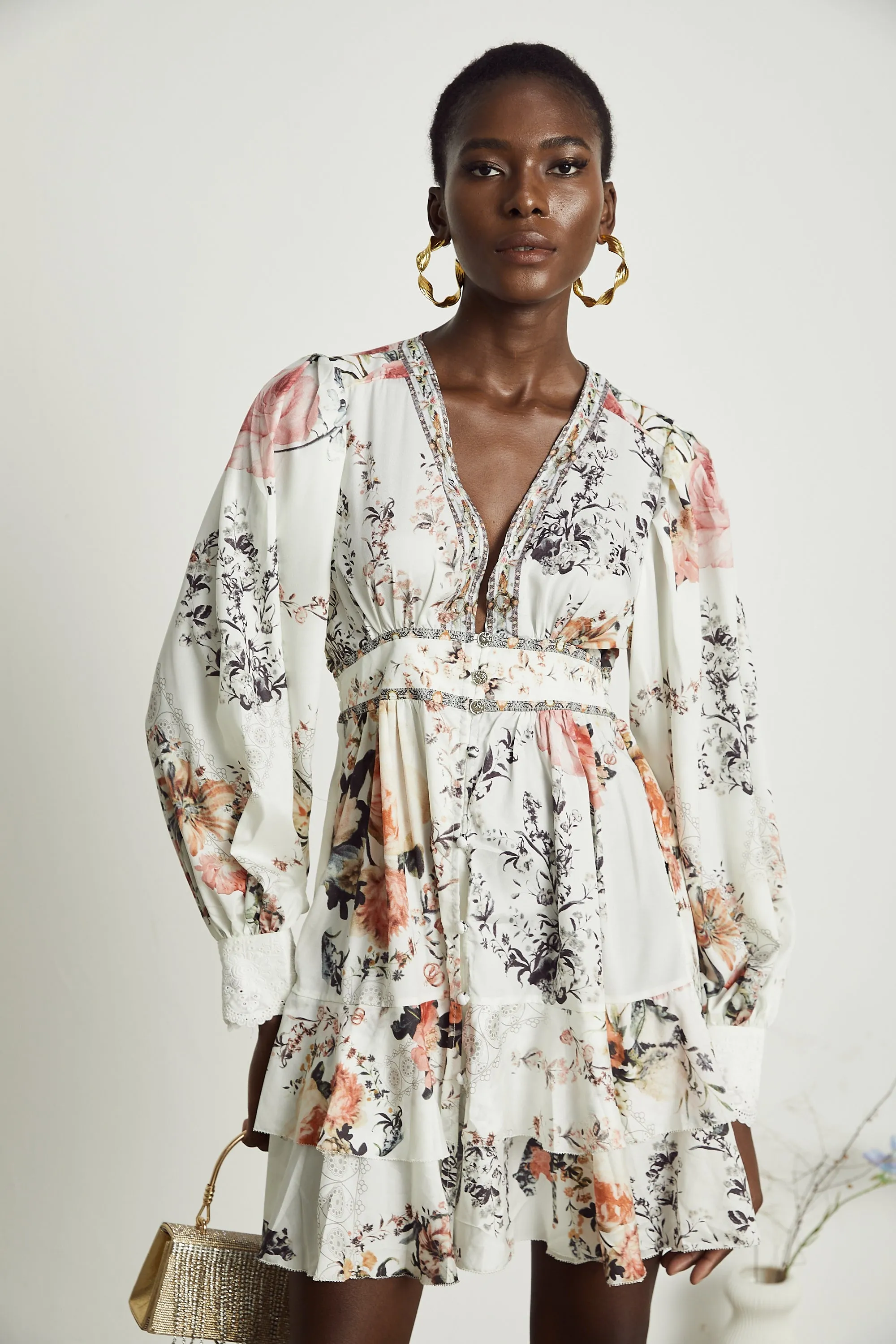 Lucie V-neck floral-print mini dress Gloria Lanvin