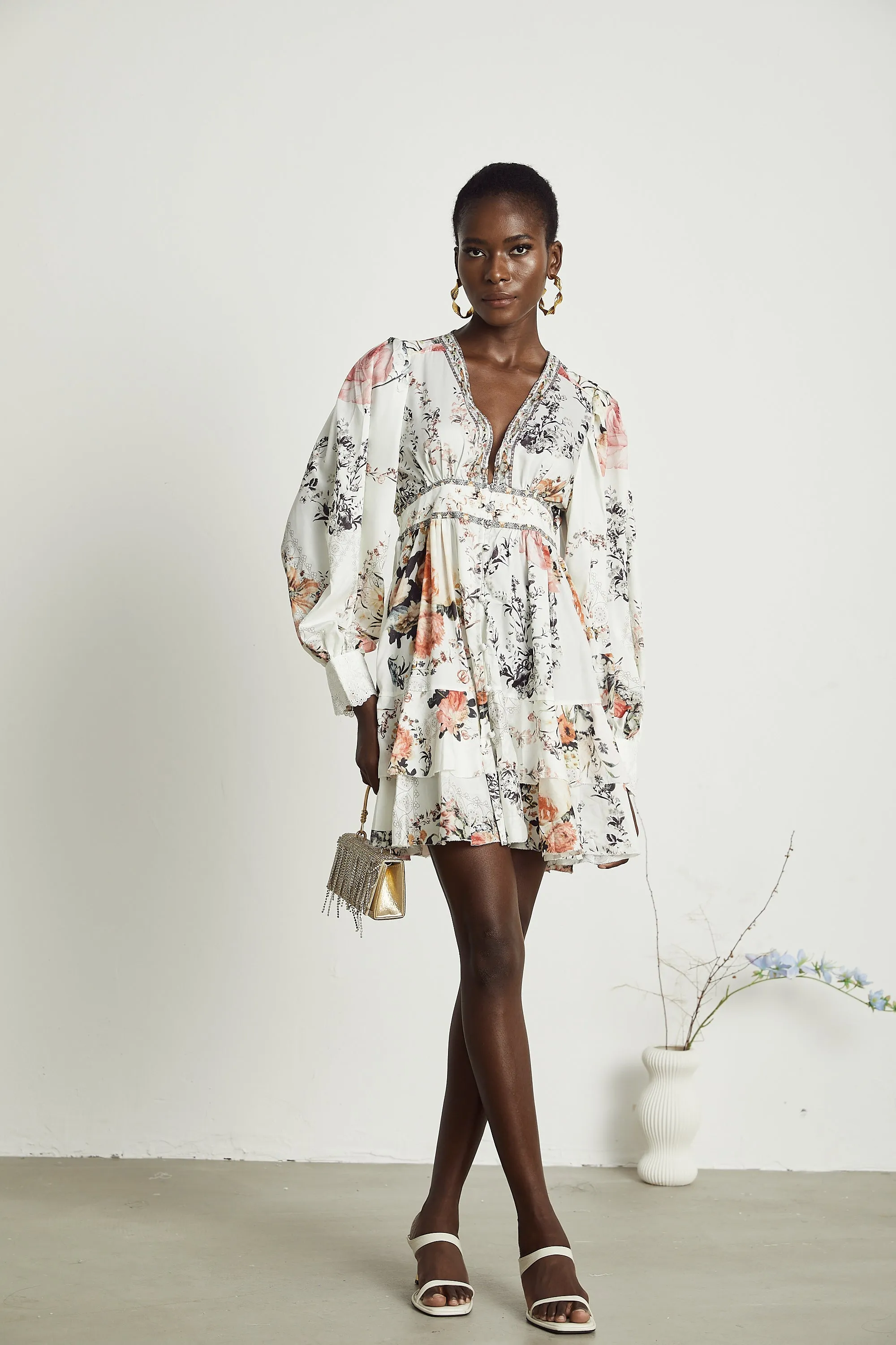 Lucie V-neck floral-print mini dress Gloria Lanvin