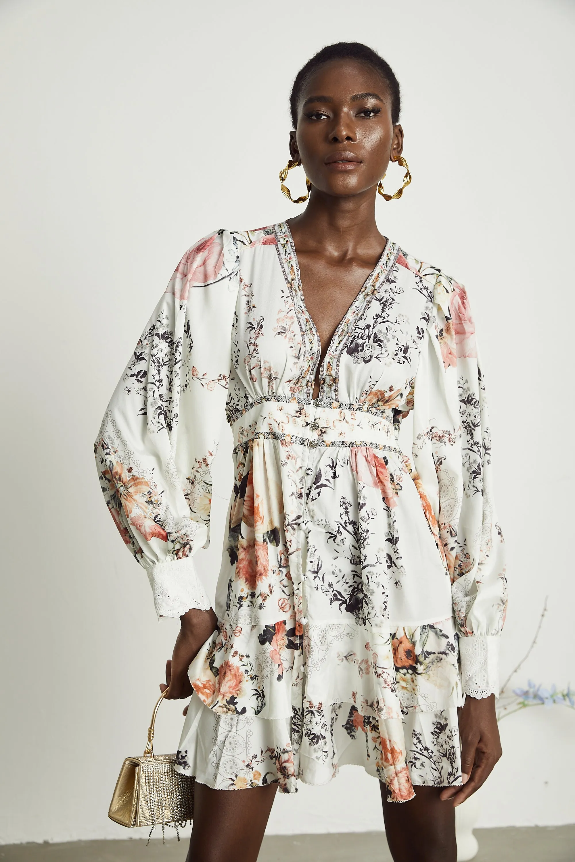 Lucie V-neck floral-print mini dress Gloria Lanvin