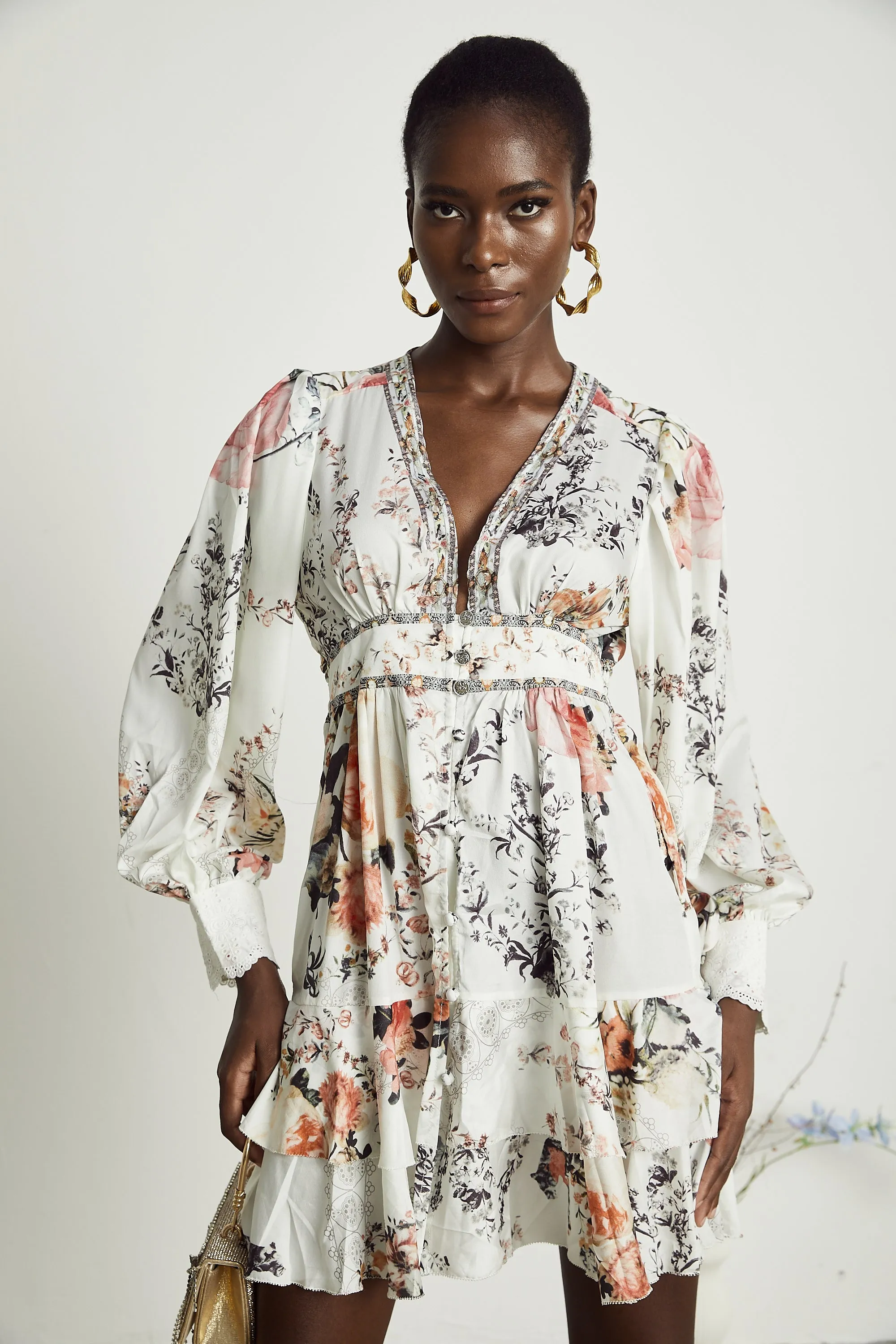 Lucie V-neck floral-print mini dress Gloria Lanvin