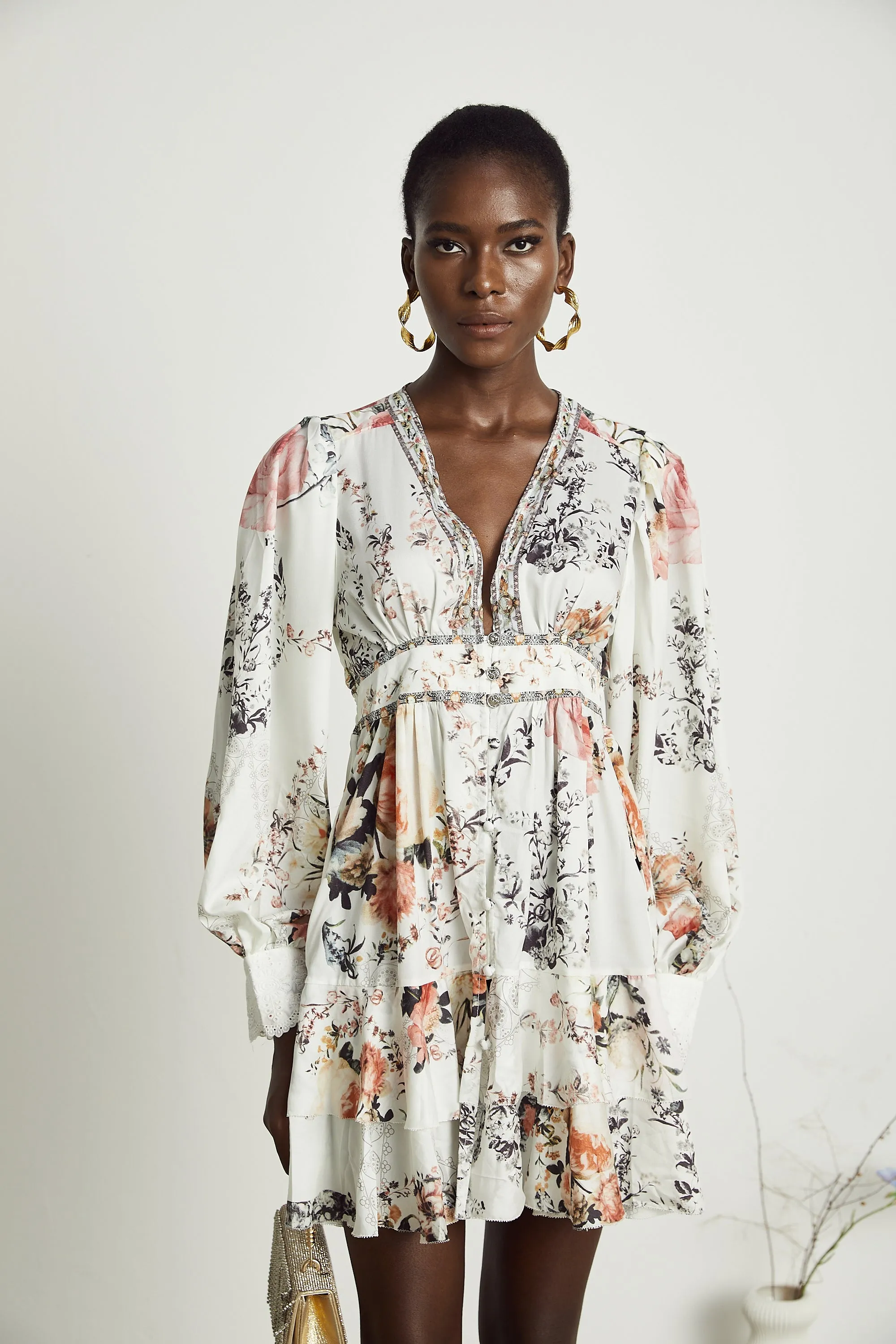 Lucie V-neck floral-print mini dress Gloria Lanvin