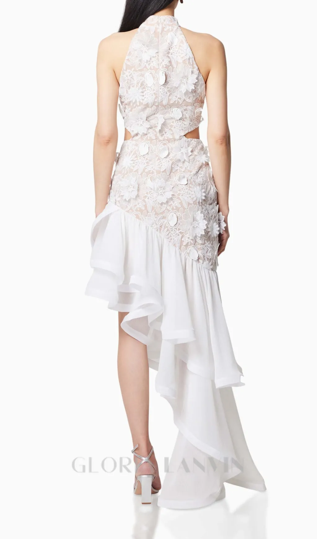 MADGE FLOWER EMBELLLISHED CUT OUT MAXI DRESS IN WHITE Gloria Lanvin