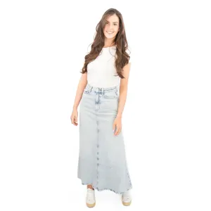 M&S Denim Maxi Skirt A-Line Cotton Lyocell