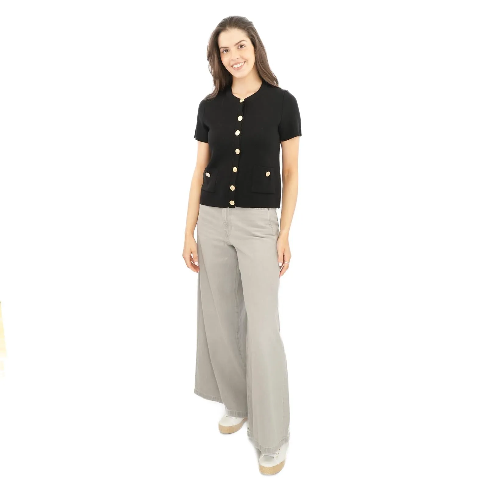 M&S Gold Button Short Sleeve Cardigan