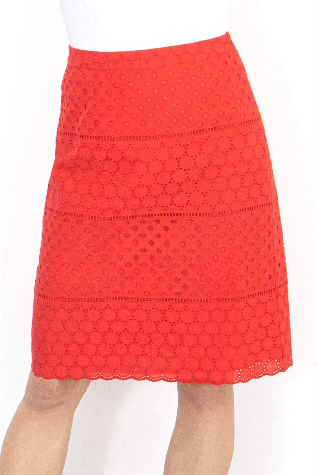 M&S Per Una A-Line Red Cotton Embroidered Short Skirts