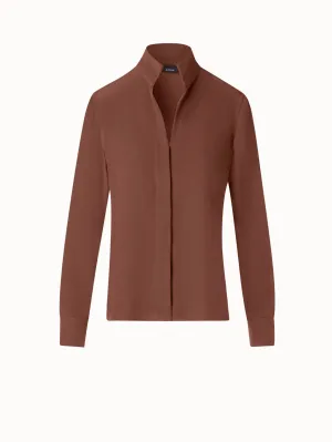 Mock Neck Silk Blouse Akris