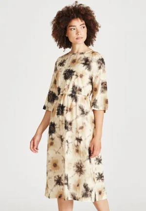 Organic Cotton Dress AMELIE - Beige / Black (Batik) Givn Berlin