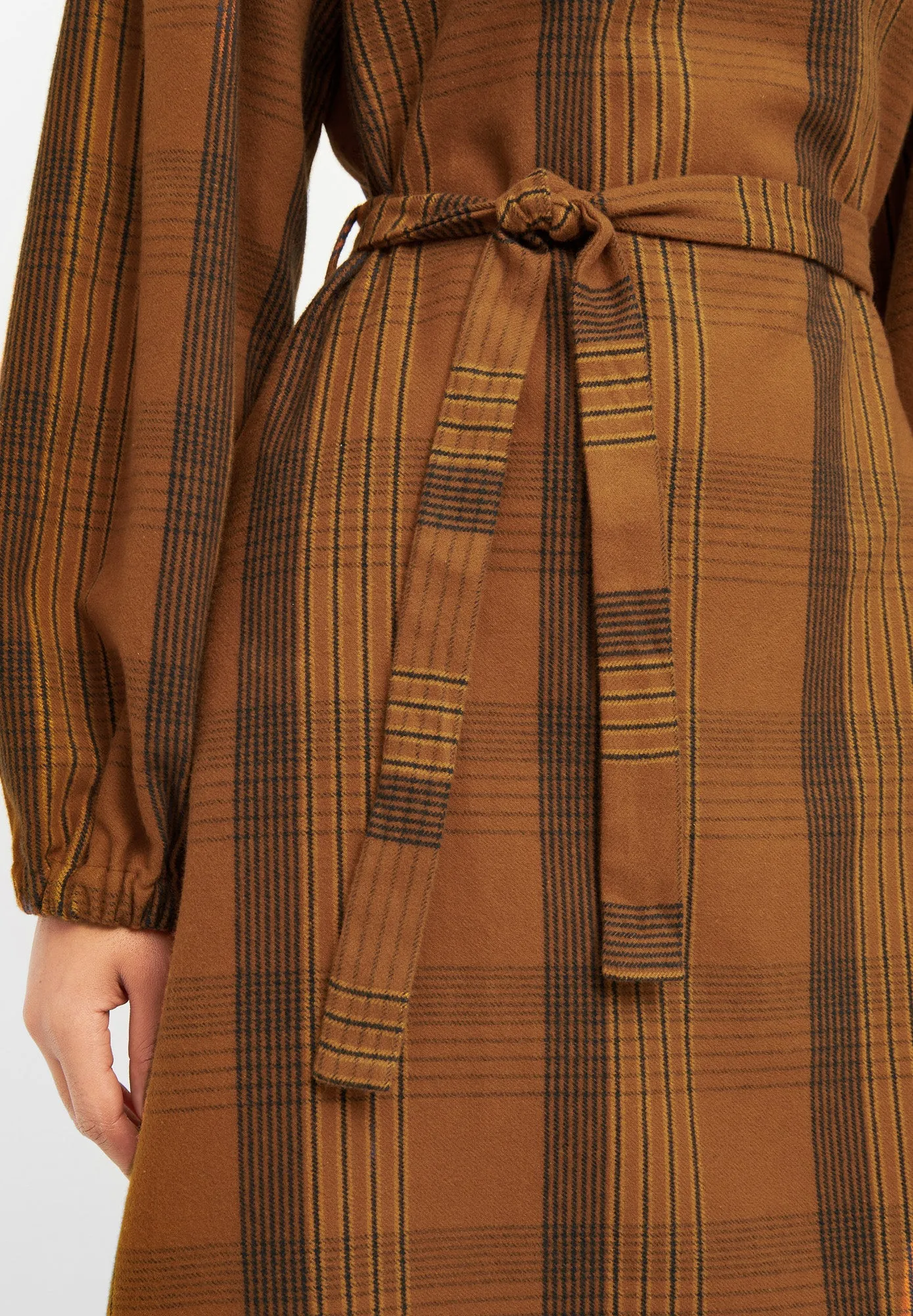 Organic Cotton Flannel Dress ALINE - Brown / Blue / Oak (Checked) Givn Berlin